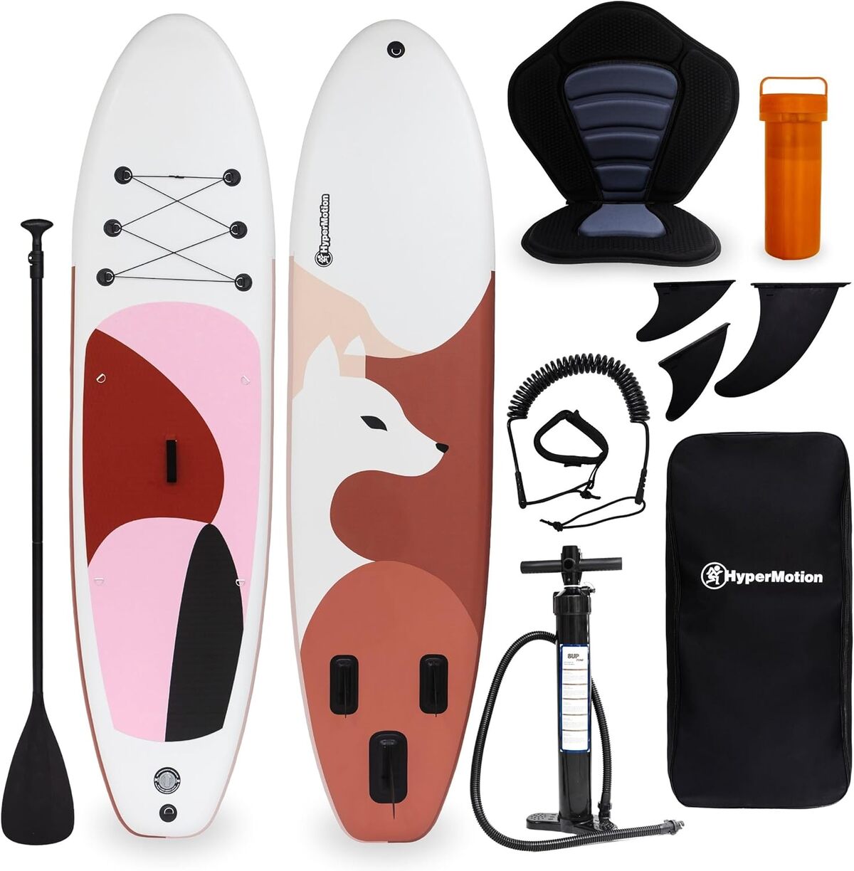 Test de la planche de SUP gonflable HyperMotion rose, épaisseur 15 cm