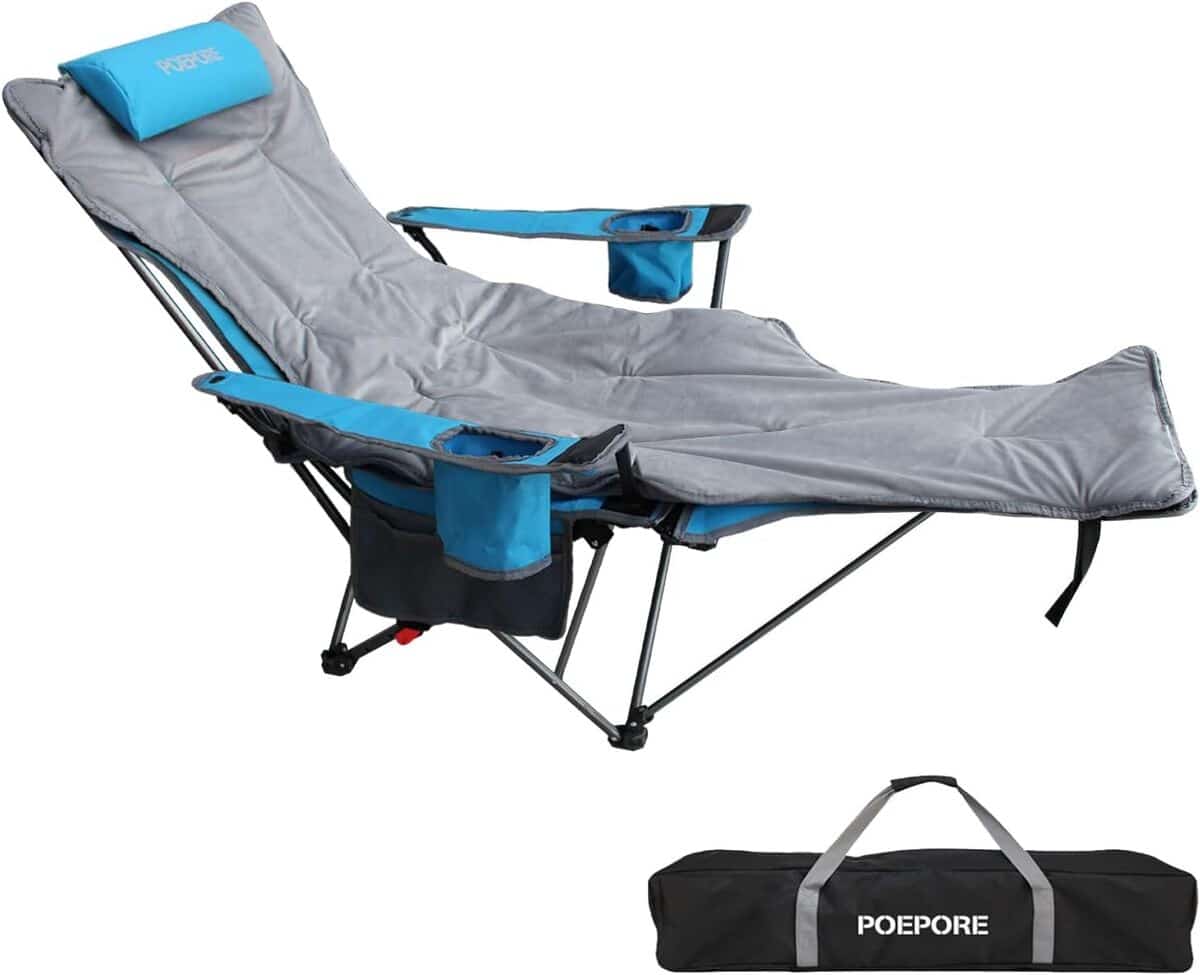 Test : chaises de camping Poepore inclinables et pliables avec repose-pieds réglable