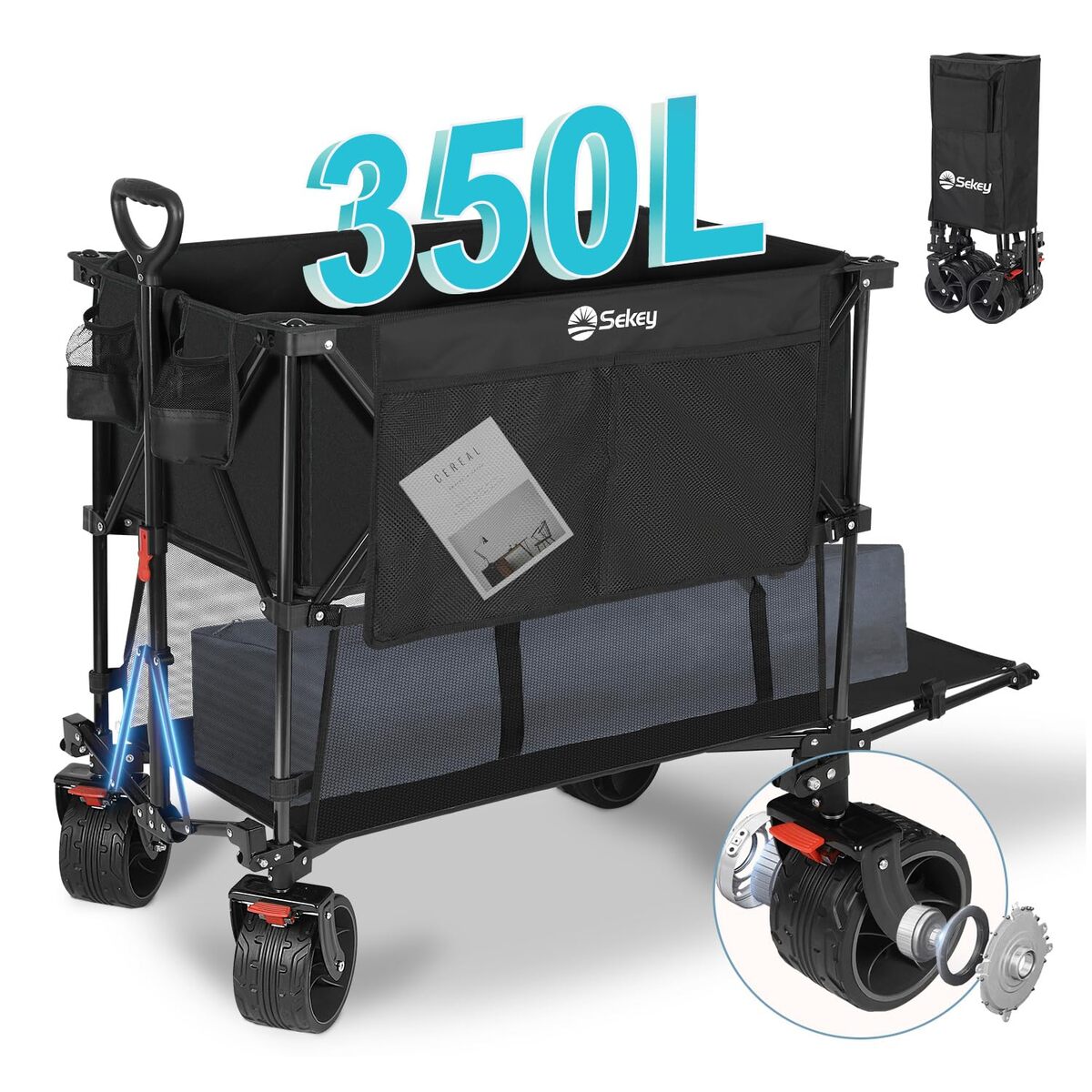 Test : chariot de plage pliable Sekey XXXXL SE4021, 350L