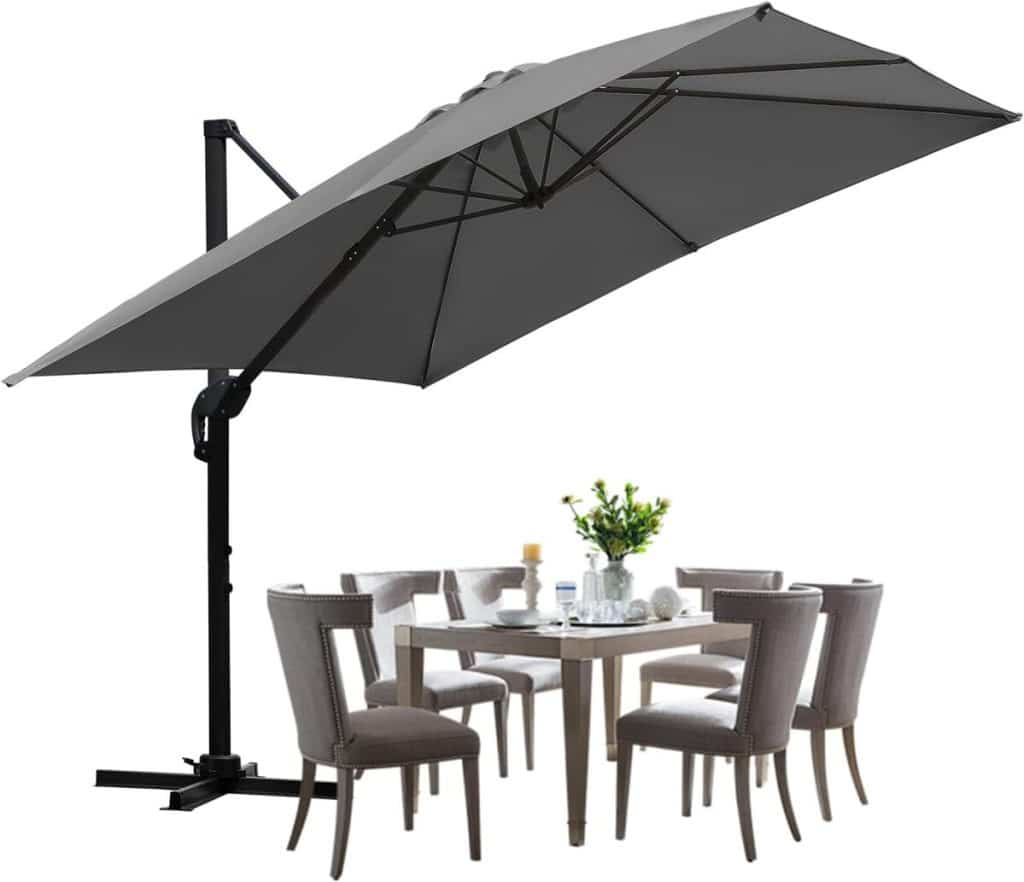 Test : parasol ISOISL 300x300 cm, rotatif et inclinable, uV50+