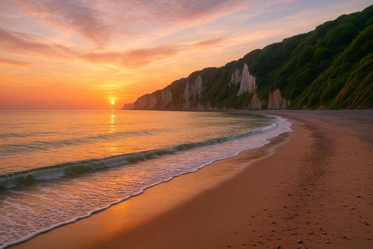 La Normandie cache une étendue de sable fin aux falaises impressionnantes, un trésor loin de la foule