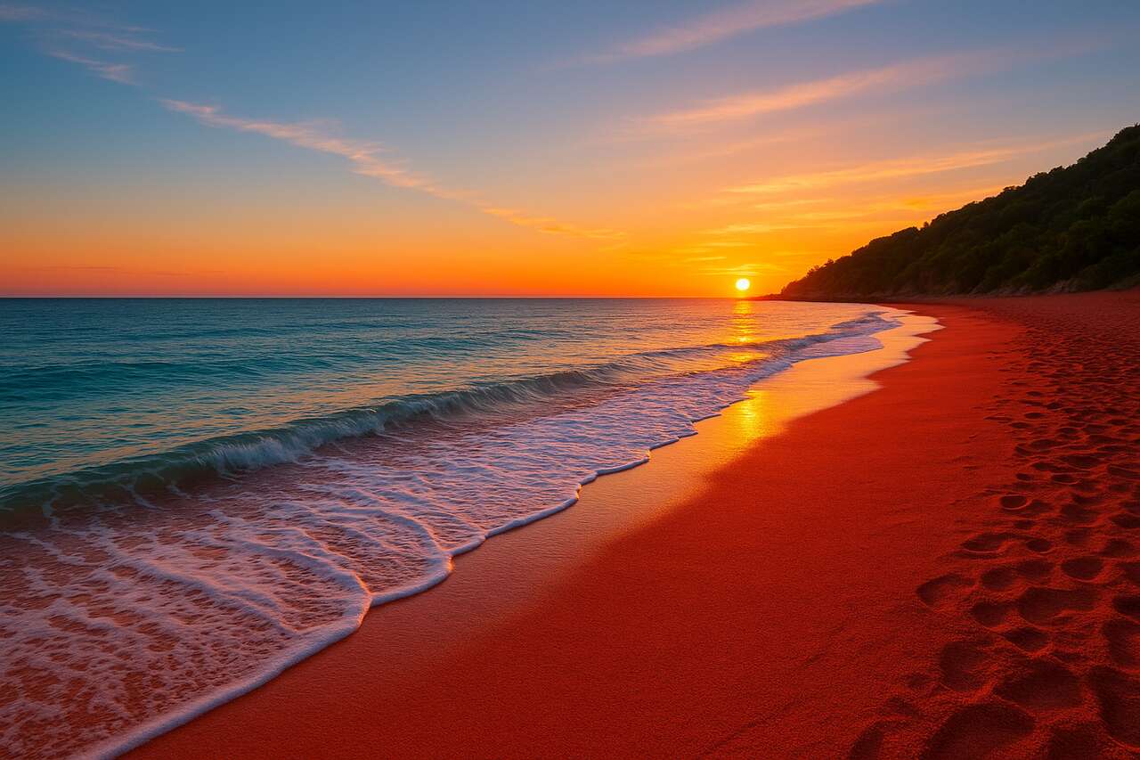 Cette plage de l&rsquo;île de Groix est unique en Europe pour son sable rouge grenat