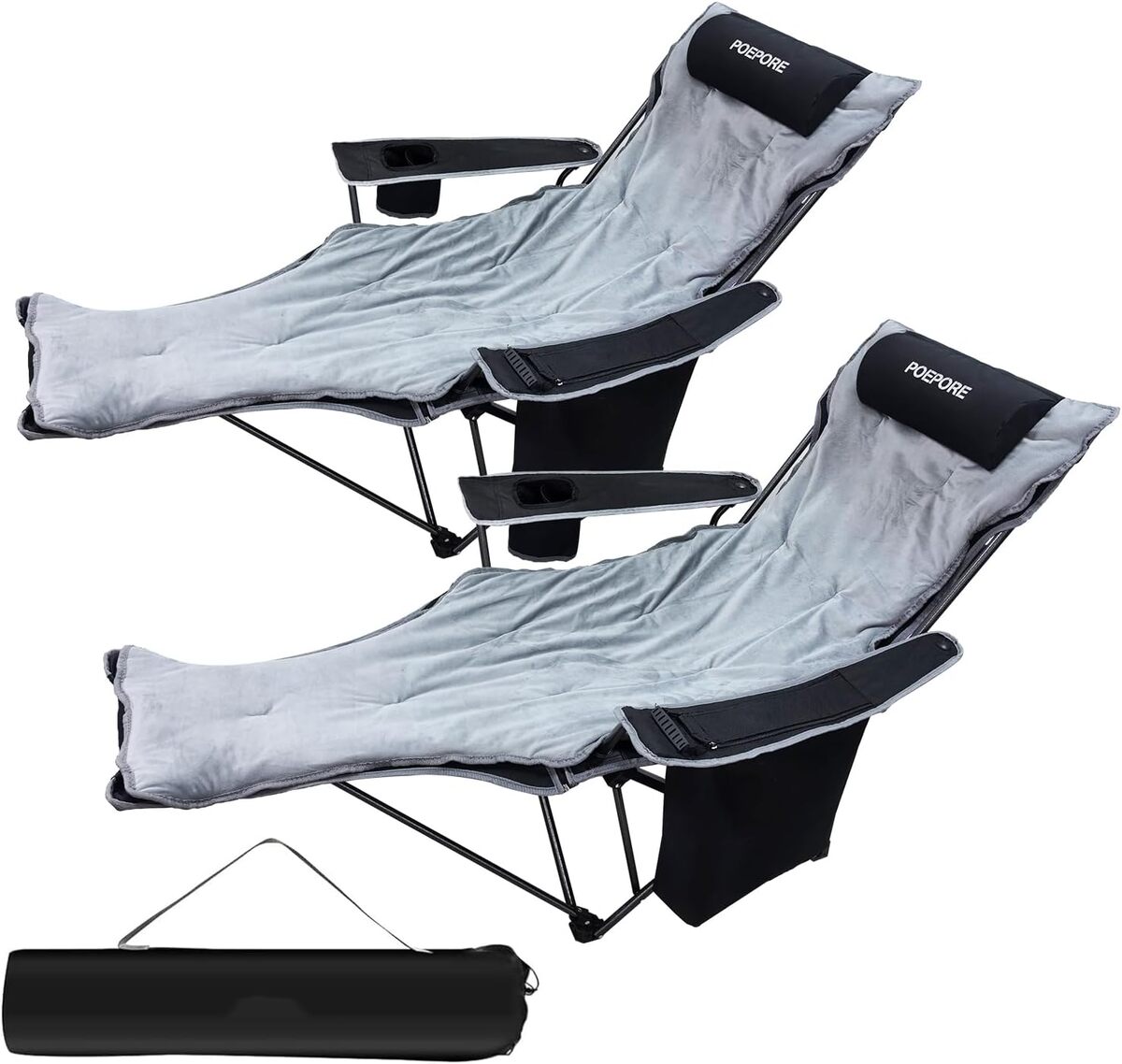 Test : chaises camping pliantes POEPORE avec repose-pieds et sac réfrigérateur