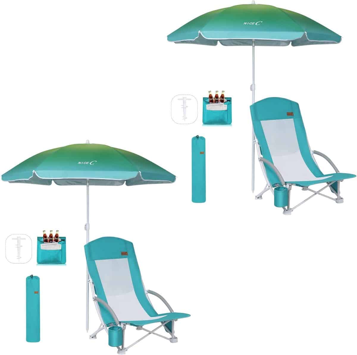 Test : chaises de plage Nice C avec parapluie et refroidisseur