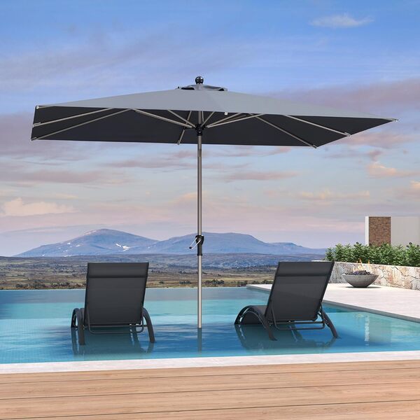 PURPLE LEAF Parasol de Jardin Extérieur Inclinable 3 x 2 m, Parasol Rectangulaire avec Châssis en Aluminium Champagne, Parasol Balcon Toile UPF 50+ pour Jardin Terrasse Patio Piscine, Gris