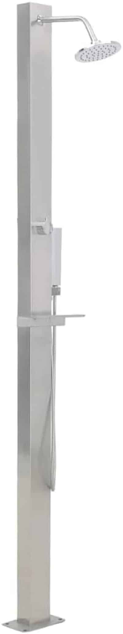 vidaXL Douche d'Extérieur Jardin Colonne de Douche avec Pomme de Douche à Main Douchette Extérieur Patio Acier Inoxydable Droit