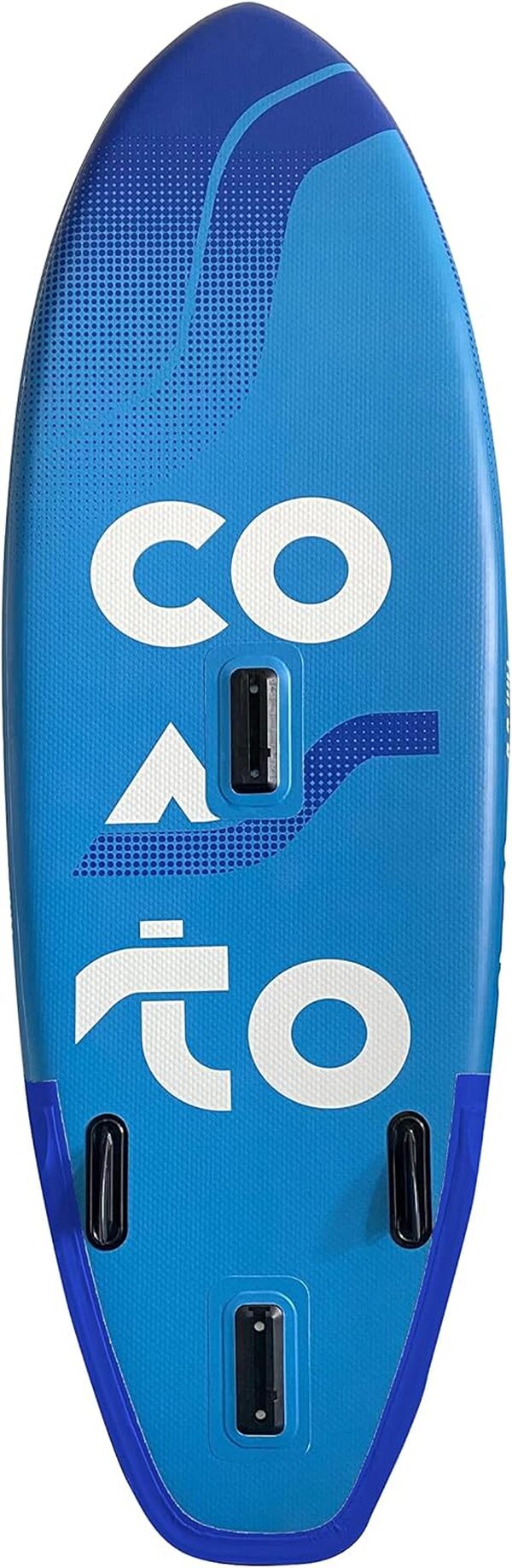 Coasto - WindSUP Mir - Planche à Voile Gonflable et Rigide - Pompe Double Action - Windsurf, Wingsup et Wingsurf - Sac de Transport, Leash, Footstraps, Ailerons et Dérive - Bleu