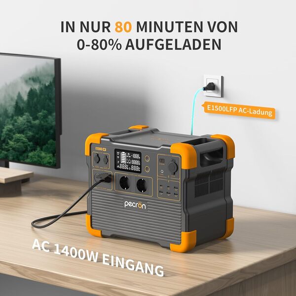 PECRON E1500LFP Générateur Solaire Portable 2200W - Station Électrique 1536Wh Extensible à 7680Wh, Batterie LiFePO4 4400W Pic - Pour Camping, RV, Extérieur