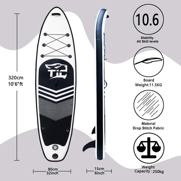 Tigerxbang Planche de Stand up Paddle Gonflable 320 x 80 x 15 cm Stand Up Paddle Board Gonflable avec Accessoires Sup Premium et Sac à Dos de Voyage pour Adultes/Enfants