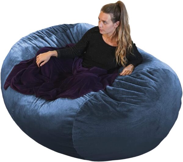 Bananair Gros Pouf Long - Doux & Confortable - Housse Lavable en Machine - Pouf Géant, Pouf Lit, Pouf XXL Chambre/Salon - Éco-Responsable, Rembourrage en Mousse Revalorisée (160 x 90 x 60 cm, Bleu)