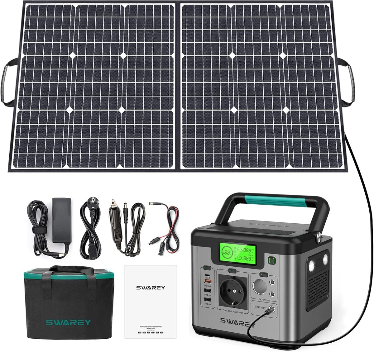 Test du générateur portable SWAREY 518Wh avec panneaux solaires pliables