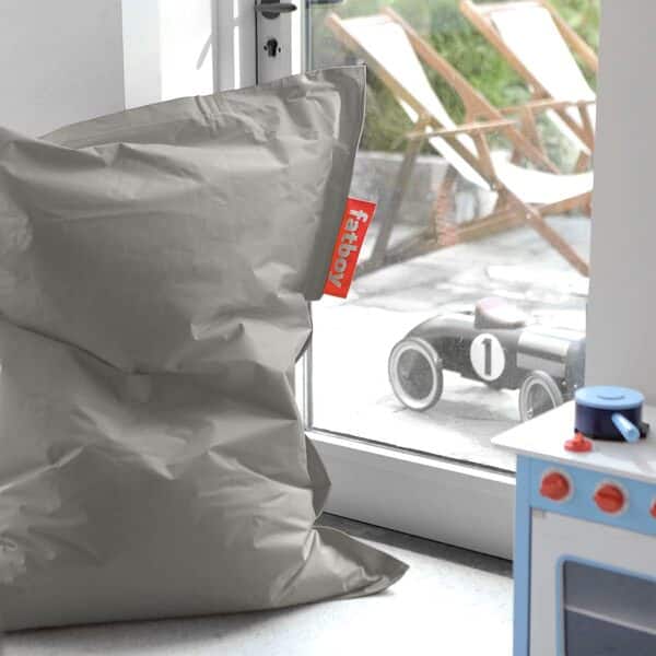 Fatboy® The Original Junior | Pouf pour Chambre ado/Enfants Bean Bag/Coussin/Armchair d'intérieur | Argent | 130 x 100 cm