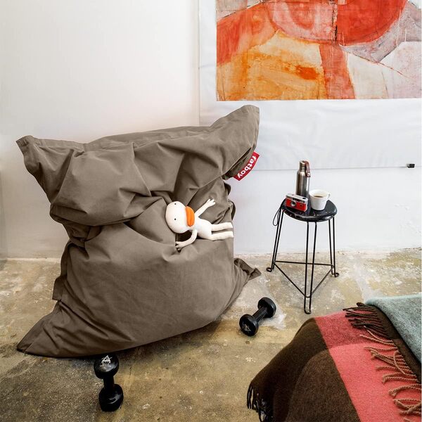 Pouf Poire Fatboy Original Stonewashed Bean Bag Chair - Pouf Chambre Ado - Pouf Poire Adulte avec Remplissage - XXL Pouf Interieur - 180 x 140cm - Taupe