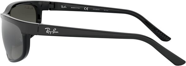 Ray-Ban Predator 2 Lunettes de Soleil, Noir (Monture : Noir, Verres : Gris polarisé Miroir 601/W1), X-Large (Herstellergröße: 62) Mixte