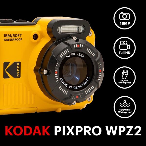 Kodak Pixpro - WPZ2 - Appareil Photo Numérique Compact 16MPixels Etanche et Anti-Choc - Jaune