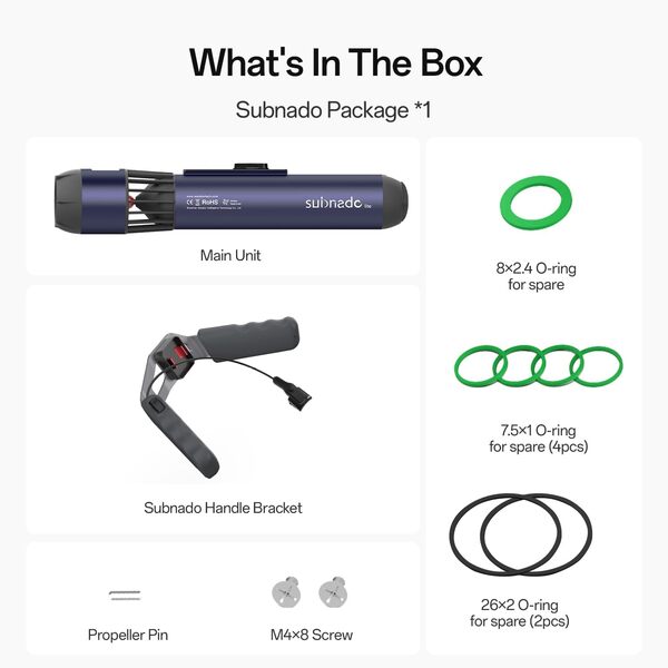 Subnado Trottinette sous-marine, trottinette de plongée et de plongée avec tuba pour adultes et enfants, compacte et portable, utilisations multiples, bleu