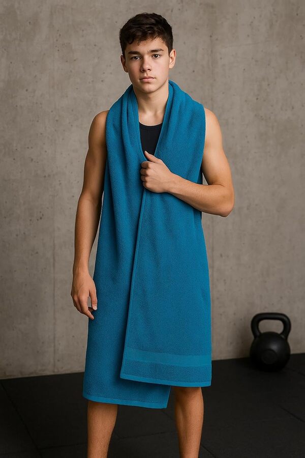 Betz Lot de 6 Serviettes de Bain XXL Palermo 100% Coton 100x200 cm Couleur Bleu pétrole