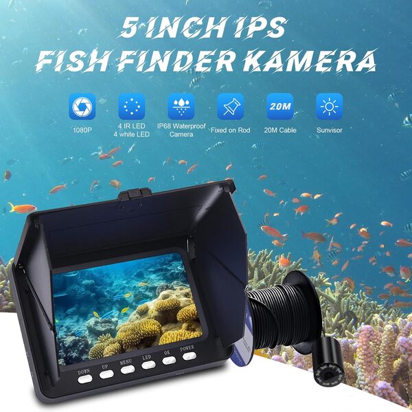 KAOLALI Camera sous Marine Peche DVR avec écran IPS 1080P de 5