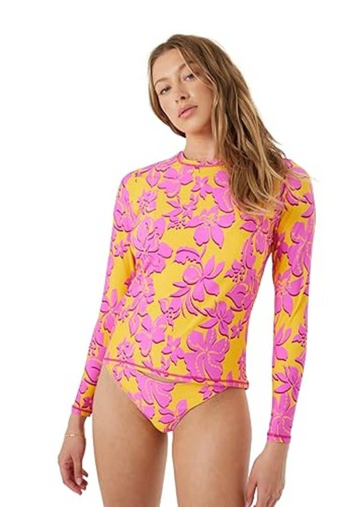 Test : chemise rashguard Roxy femme, manches longues, tige dorée