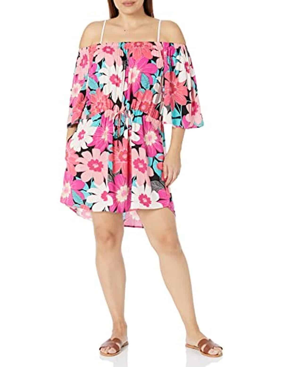 Avis sur la robe de plage multicolore La Blanca Off The Shoulder