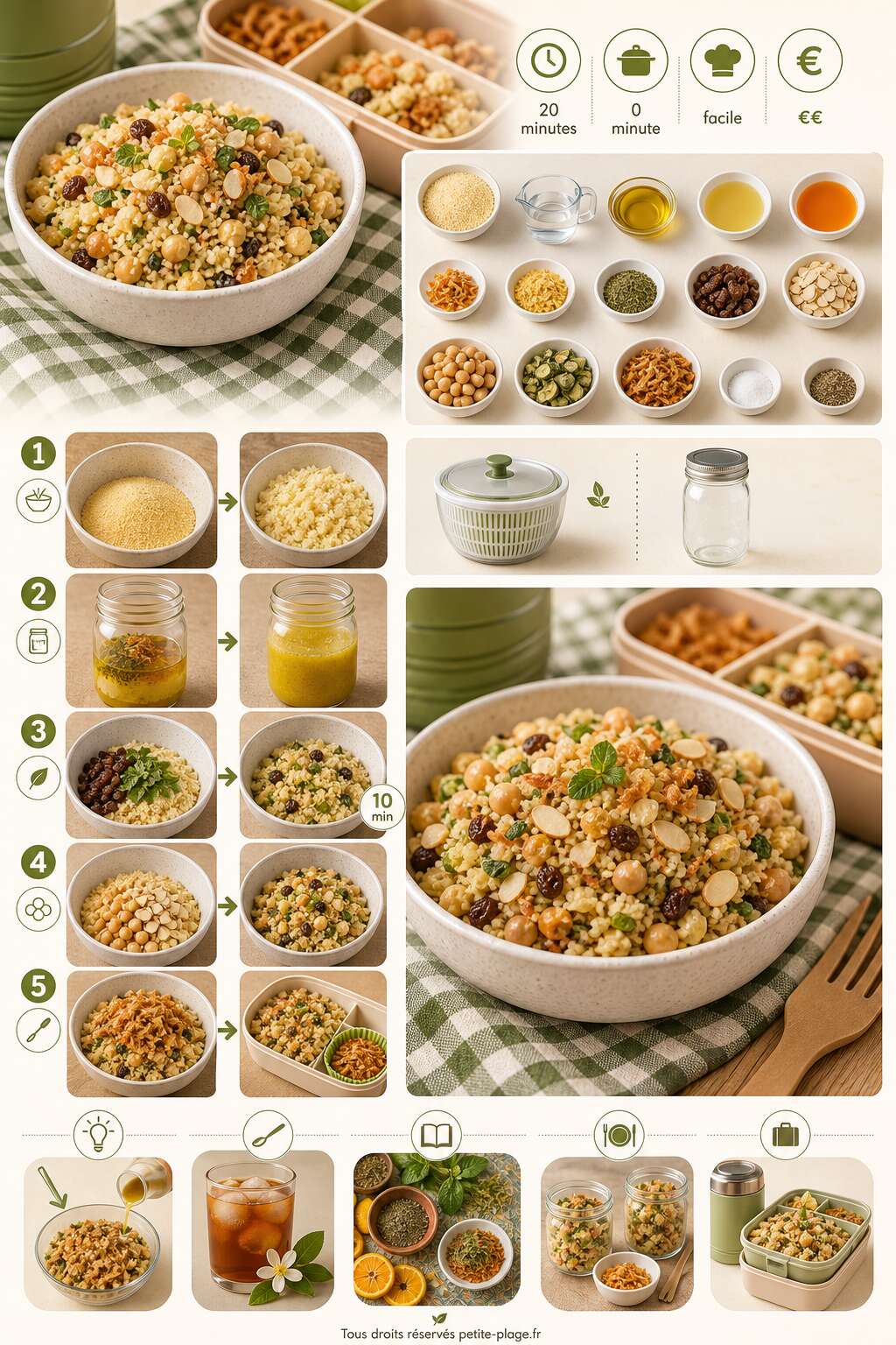 Fiche recette Taboul&eacute; de pique-nique aux agrumes et &agrave; la menthe fra&icirc;che