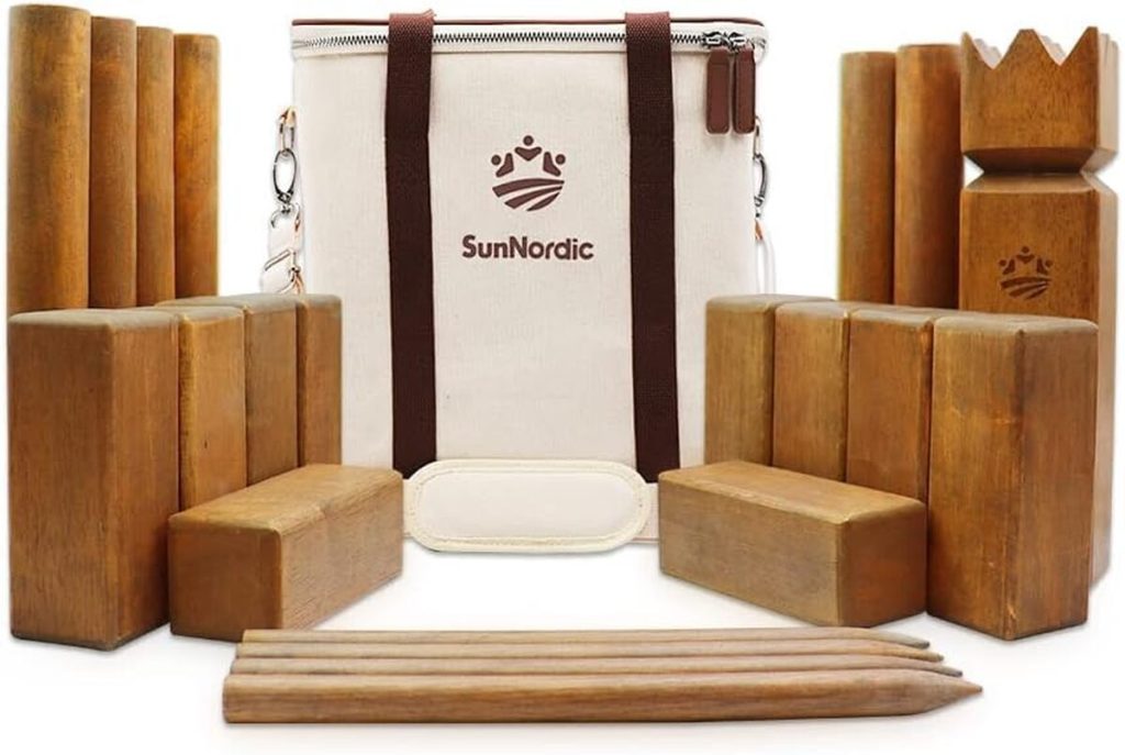 Test SunNordic Kubb : jeu d'échecs viking en bois d'hévéa