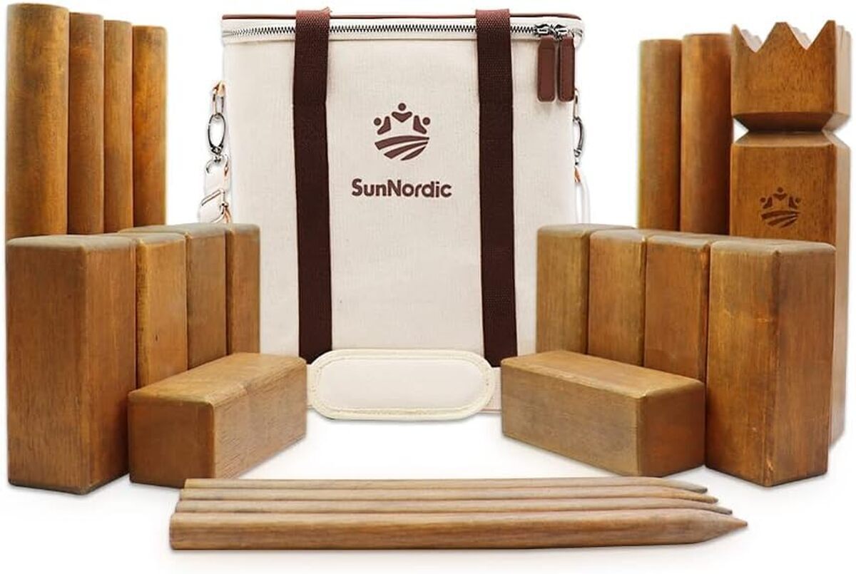 Test SunNordic Kubb : jeu d'échecs viking en bois d'hévéa