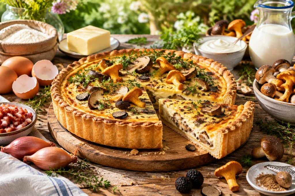 Quiche lorraine revisitée aux champignons sauvages et truffe noire : le classique chic de vos pique-niques