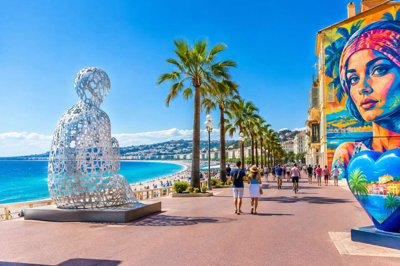 Exploration artistique sur la promenade des anglais : entre sculptures et peintures murales
