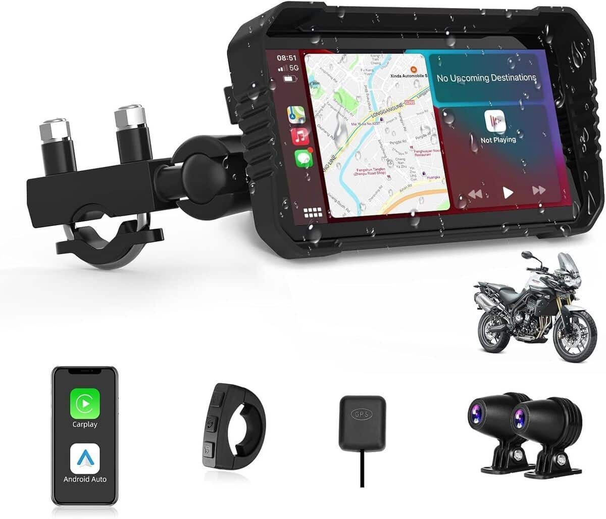 Test du GPS moto CarPlay 4K avec dashcam et écran 6, 25 pouces